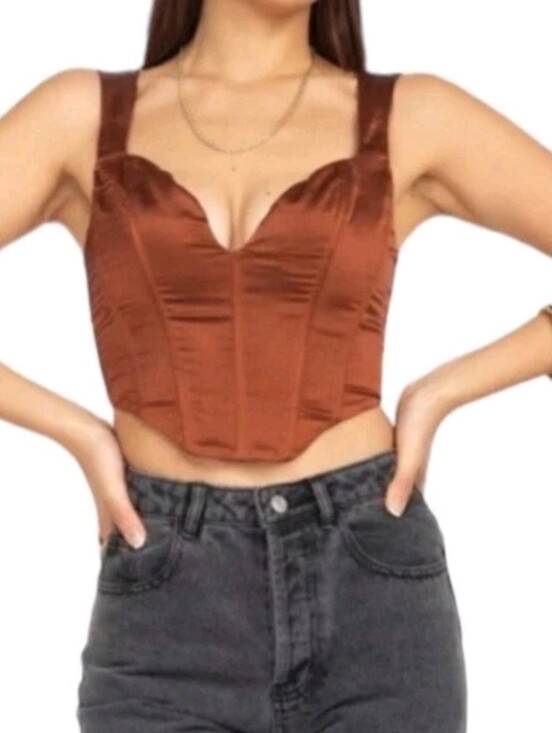 Jason Wu Tops - Jason Wu Brown Satin Corset Top Size S